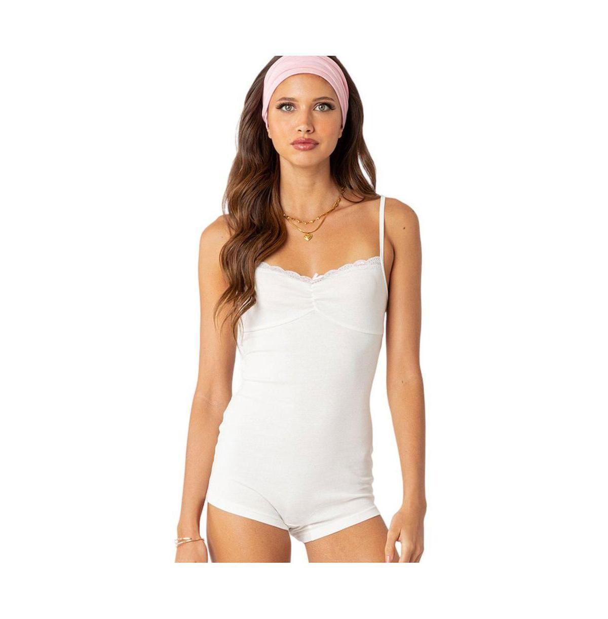 EDIKTED Open Back Frill Romper Product Image