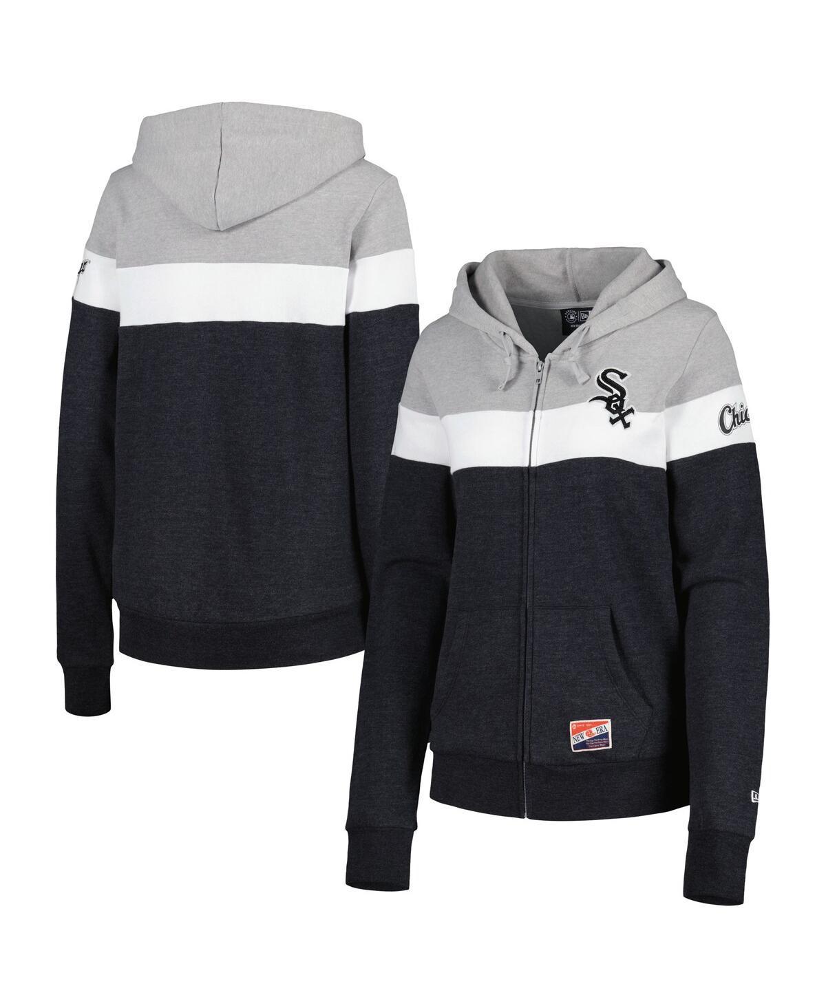 Womens New Era Heather Black Chicago White Sox Colorblock Full-Zip Hoodie Jacket Product Image