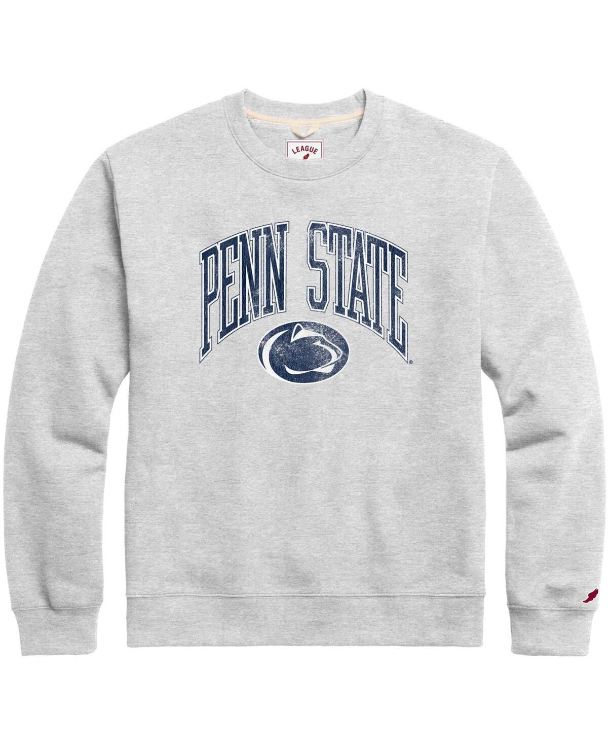 Mens League Collegiate Wear Heather Gray Distressed Penn State Nittany Lions Tall Arch Essential Pullover Sweatshirt Product Image