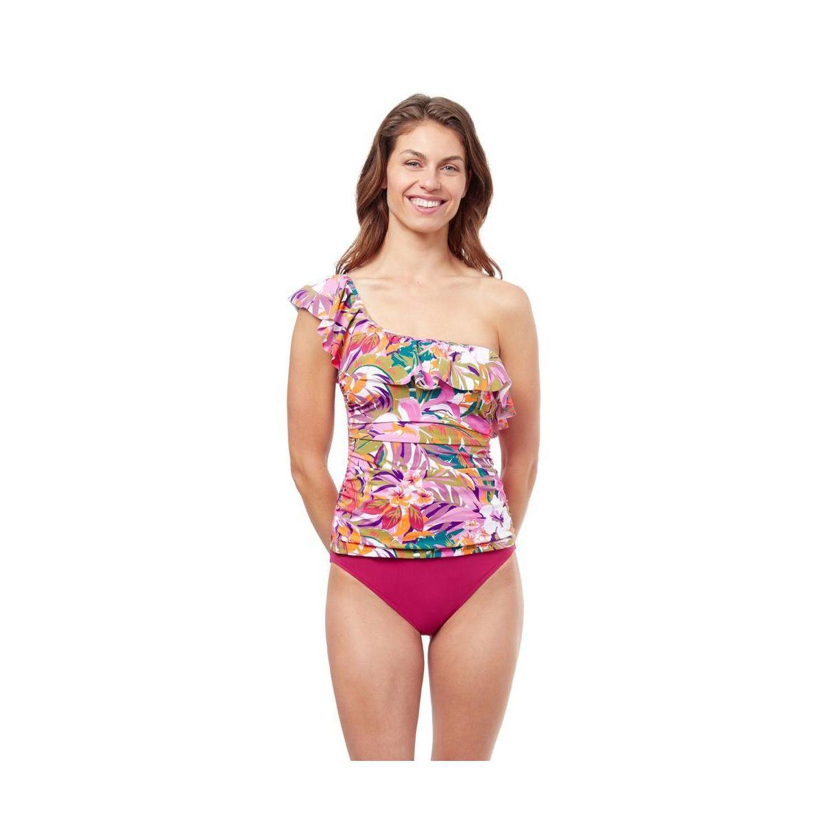 Profile by Gottex Womens Tropikaia One Shoulder Tankini swim top Product Image