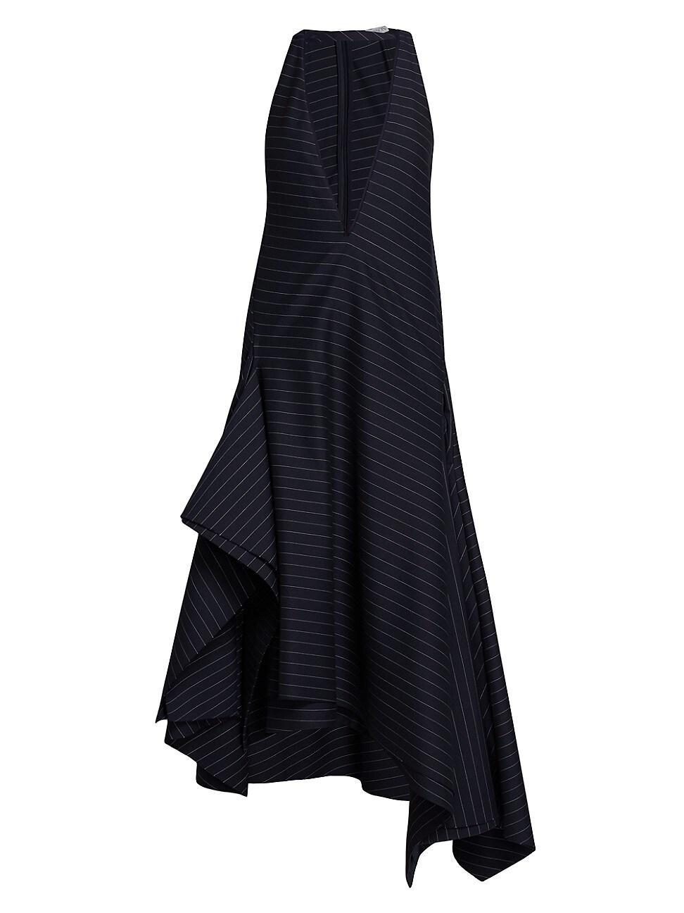 JW Anderson Asymmetric Hem Plunge Neck Wool Blend Dress Product Image