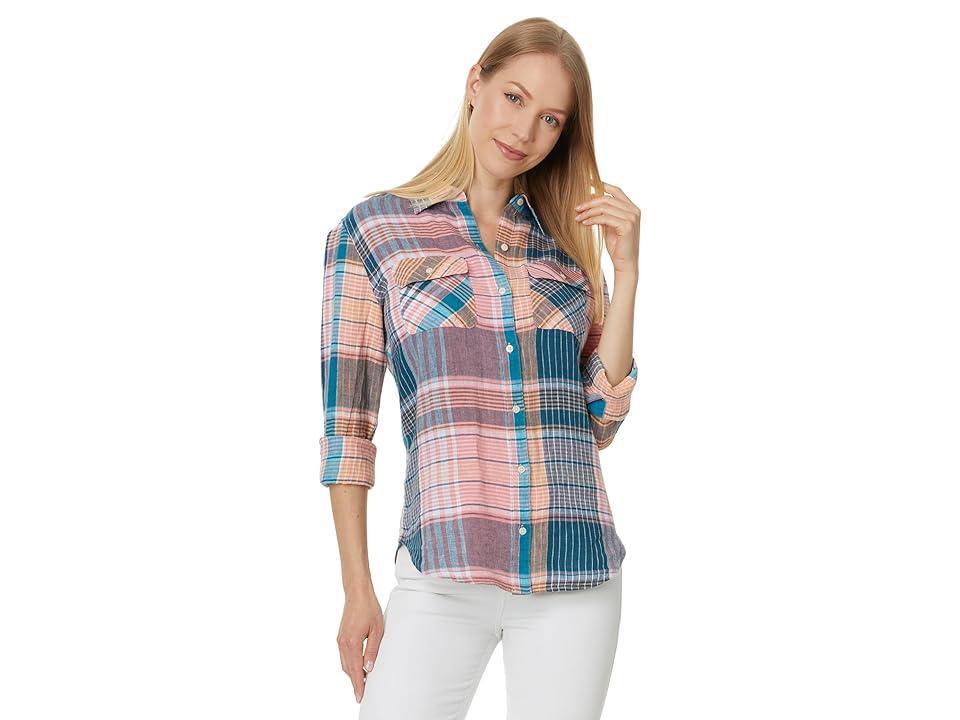 Vineyard Vines Easy Linen Camp Shirt (Skinny Stripe Cap/Cappuccino) Women's Clothing Product Image