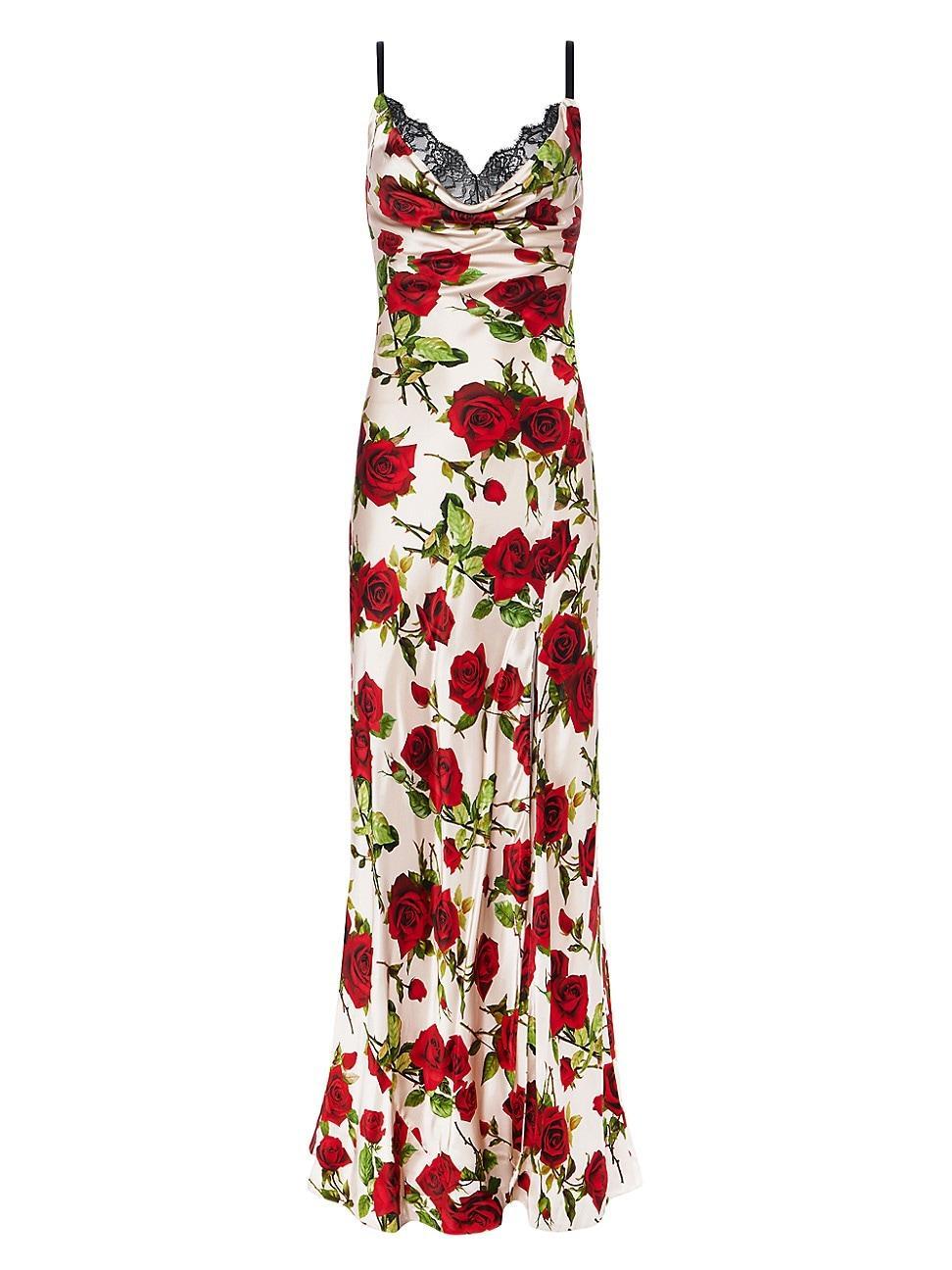 Womens Venice Floral Silk Cowlneck Gown Product Image