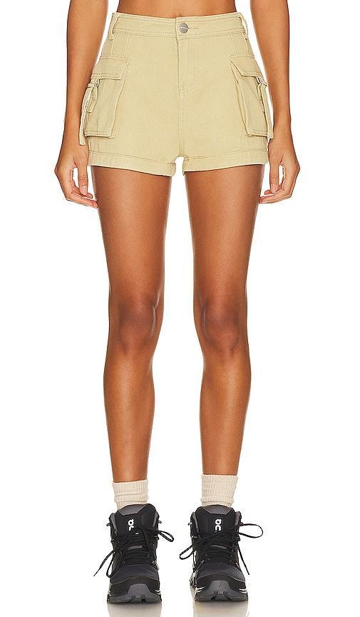 superdown Janice Cargo Short in Khaki - Tan. Size 24 (also in 23, 25, 26, 27, 28, 29, 30). Product Image