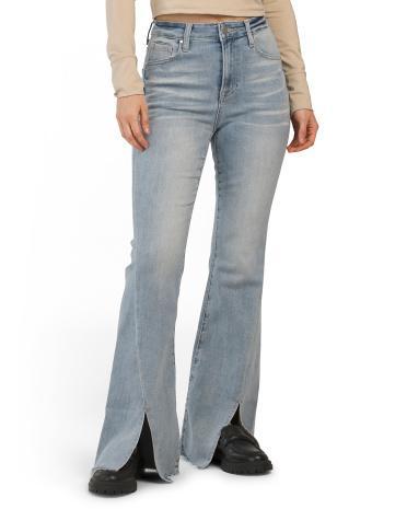 High Rise Split Cuff Jeans for Women | Polyester/Spandex/Cotton Product Image