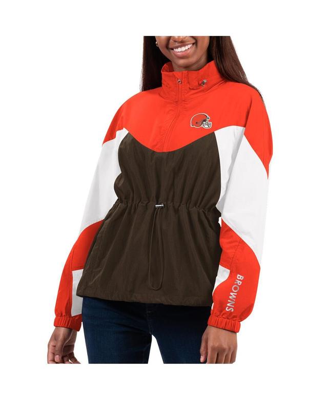 Womens G-III 4Her by Carl Banks /Orange Cleveland s Tie Breaker Lightweight Quarter-Zip Jacket Product Image