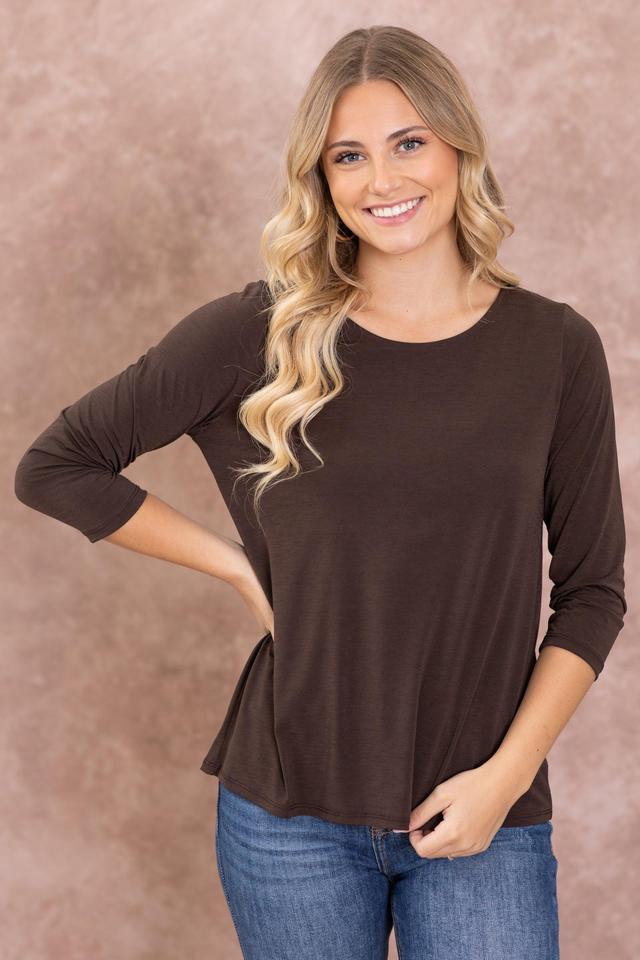 Solid Wrinkle Free 3/4 Sleeve Knit Top Product Image