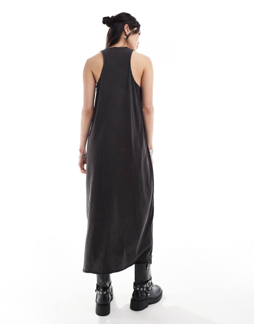 ONLY tank maxi dress with Beverly print in washed black  Product Image