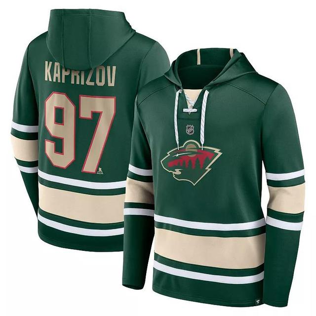 Mens Fanatics Branded Kirill Kaprizov Minnesota Wild Name & Number Lace-Up Pullover Hoodie Product Image