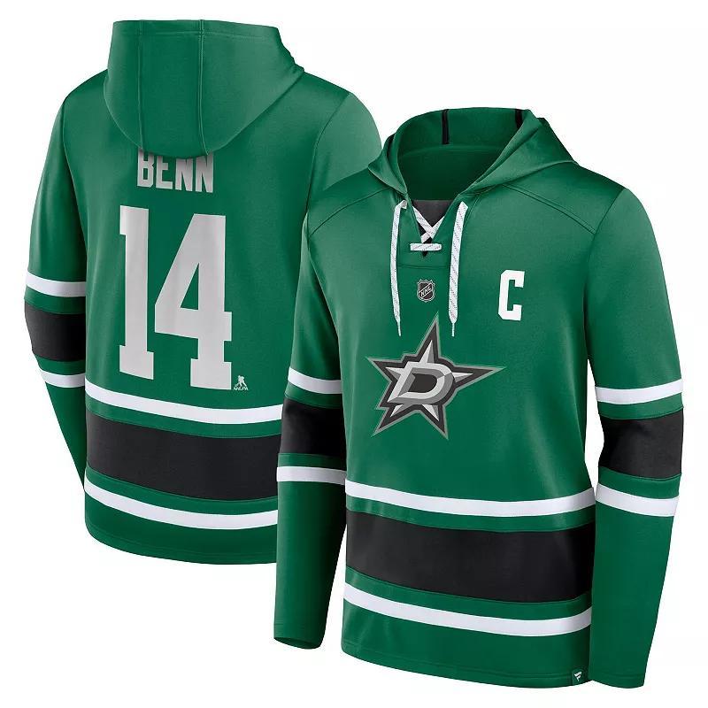 Mens Fanatics Branded Jamie Benn Kelly Green Dallas Stars Name & Number Lace-Up Pullover Hoodie Product Image