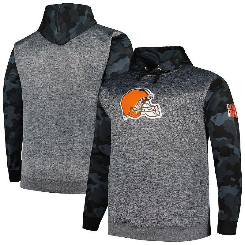 Mens Fanatics Branded Heather Charcoal Cleveland Browns Big & Tall Camo Pullover Hoodie Grey Product Image