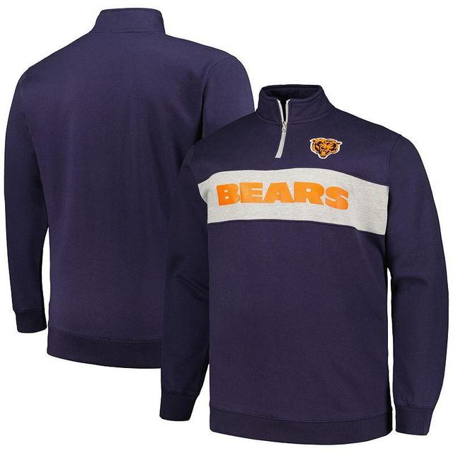 Mens Profile Chicago Bears Big & Tall Fleece Quarter-Zip Jacket Blue Product Image