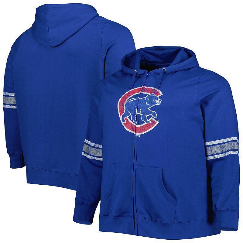 Women's Royal/Heather Gray Chicago Cubs Plus Size Front Logo Full-Zip Hoodie Product Image