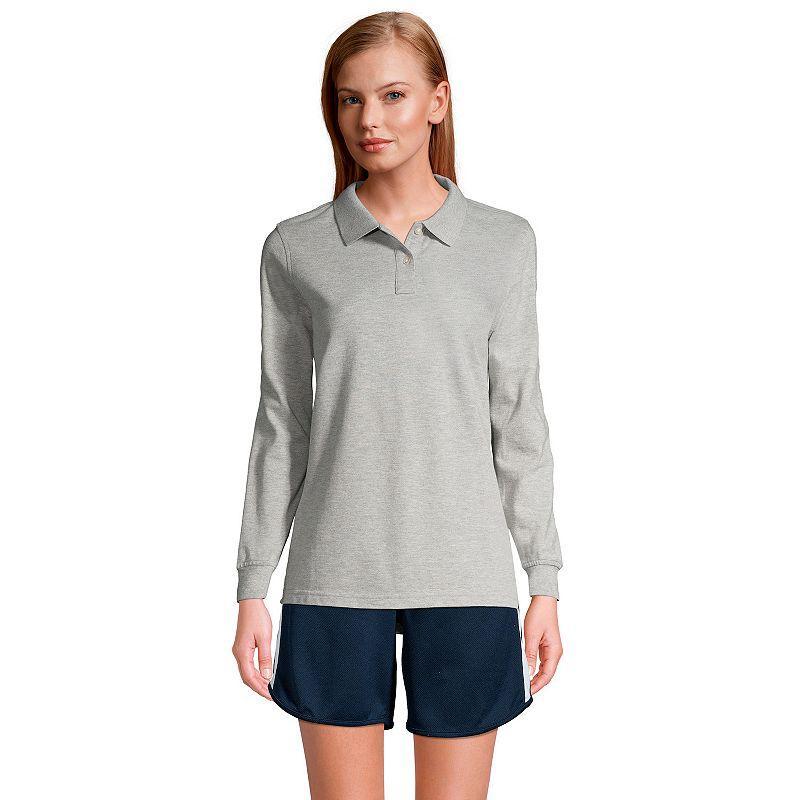 Lands End School Uniform Womens Long Sleeve Mesh Polo Shirt Product Image