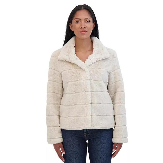 Sebby Collection Womens Sheared Faux Fur Snap Front Jacket Product Image