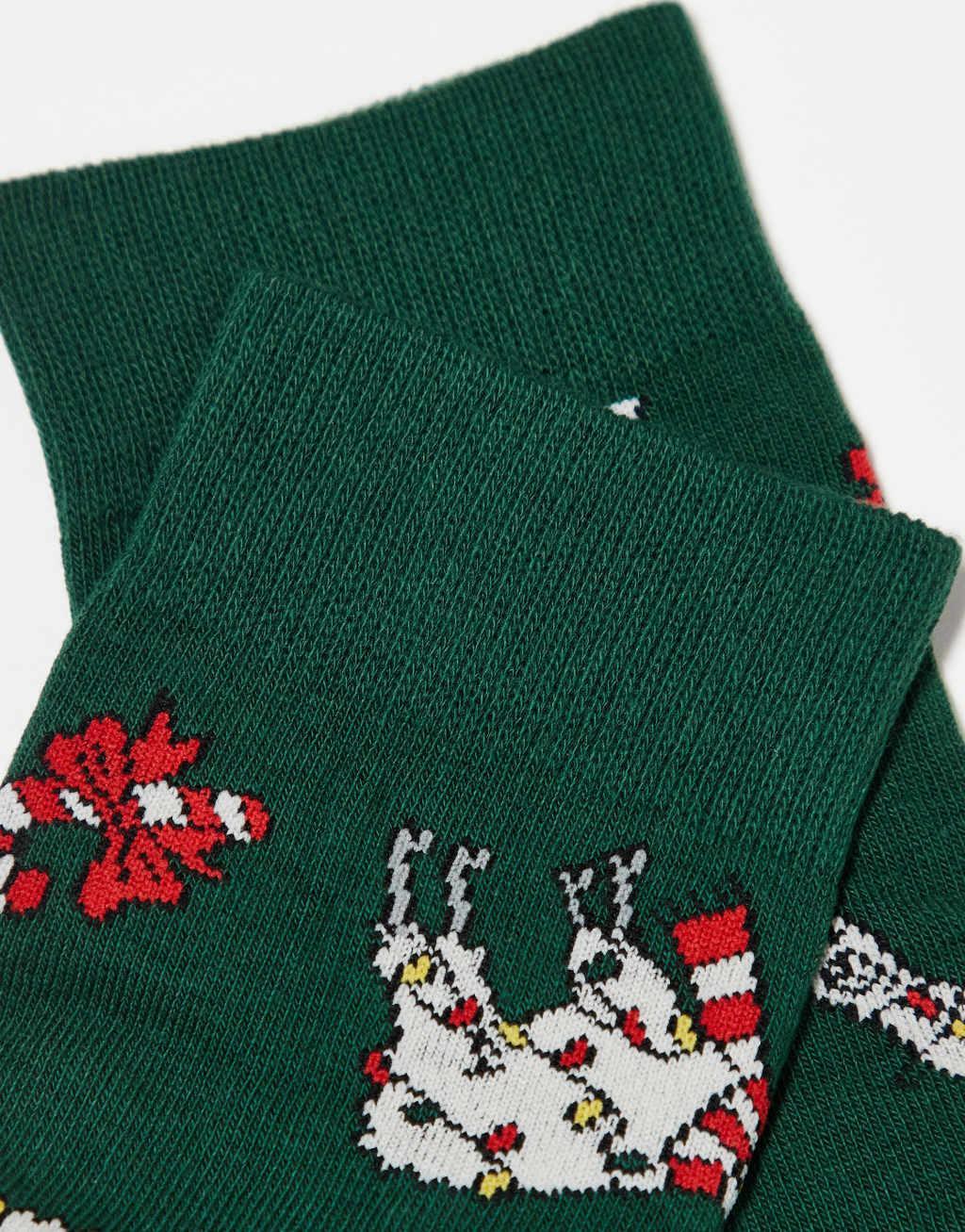 ASOS DESIGN christmas llama socks in green Product Image