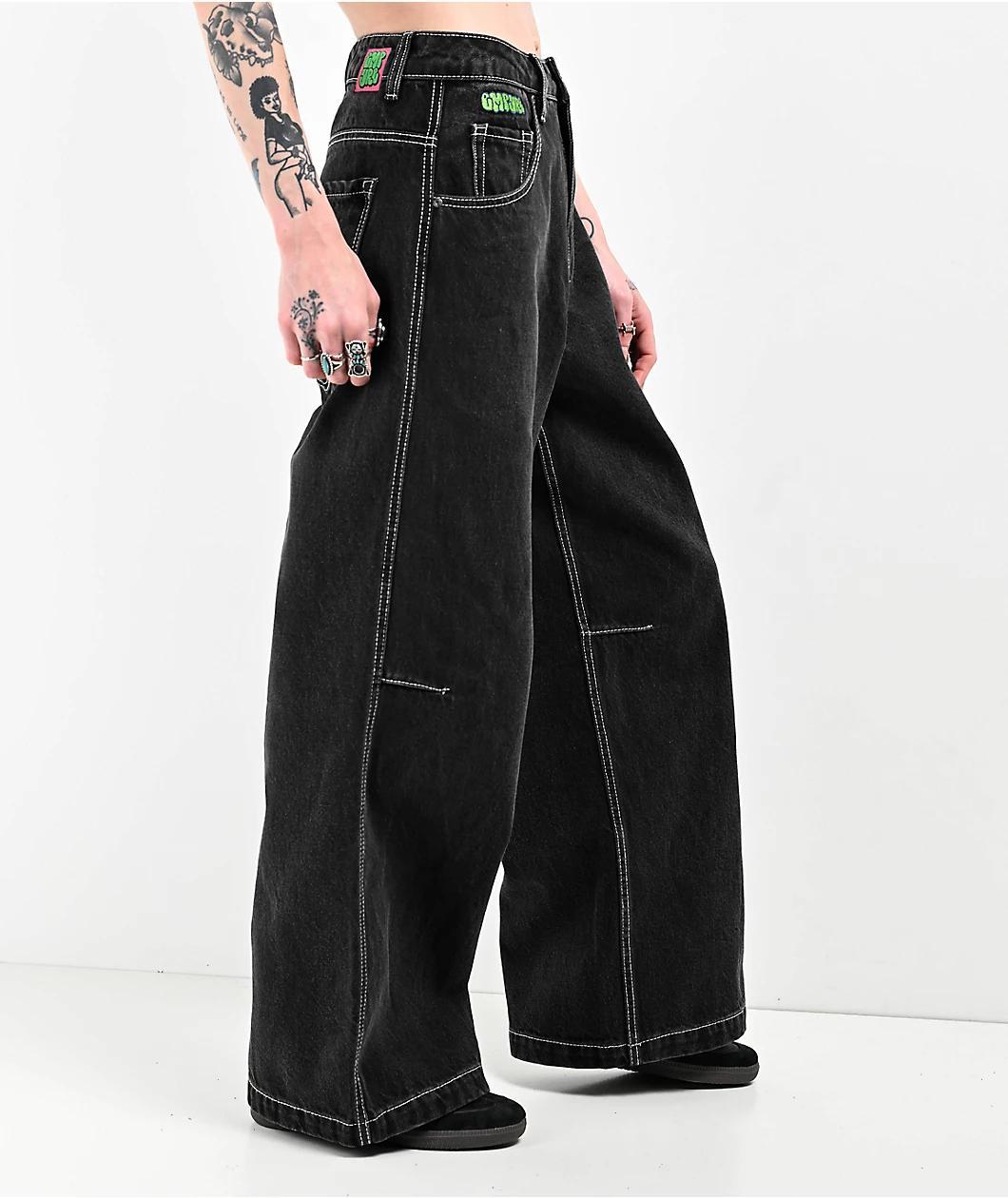 Empyre Marble Extent Wide Leg Black Denim Jeans Product Image