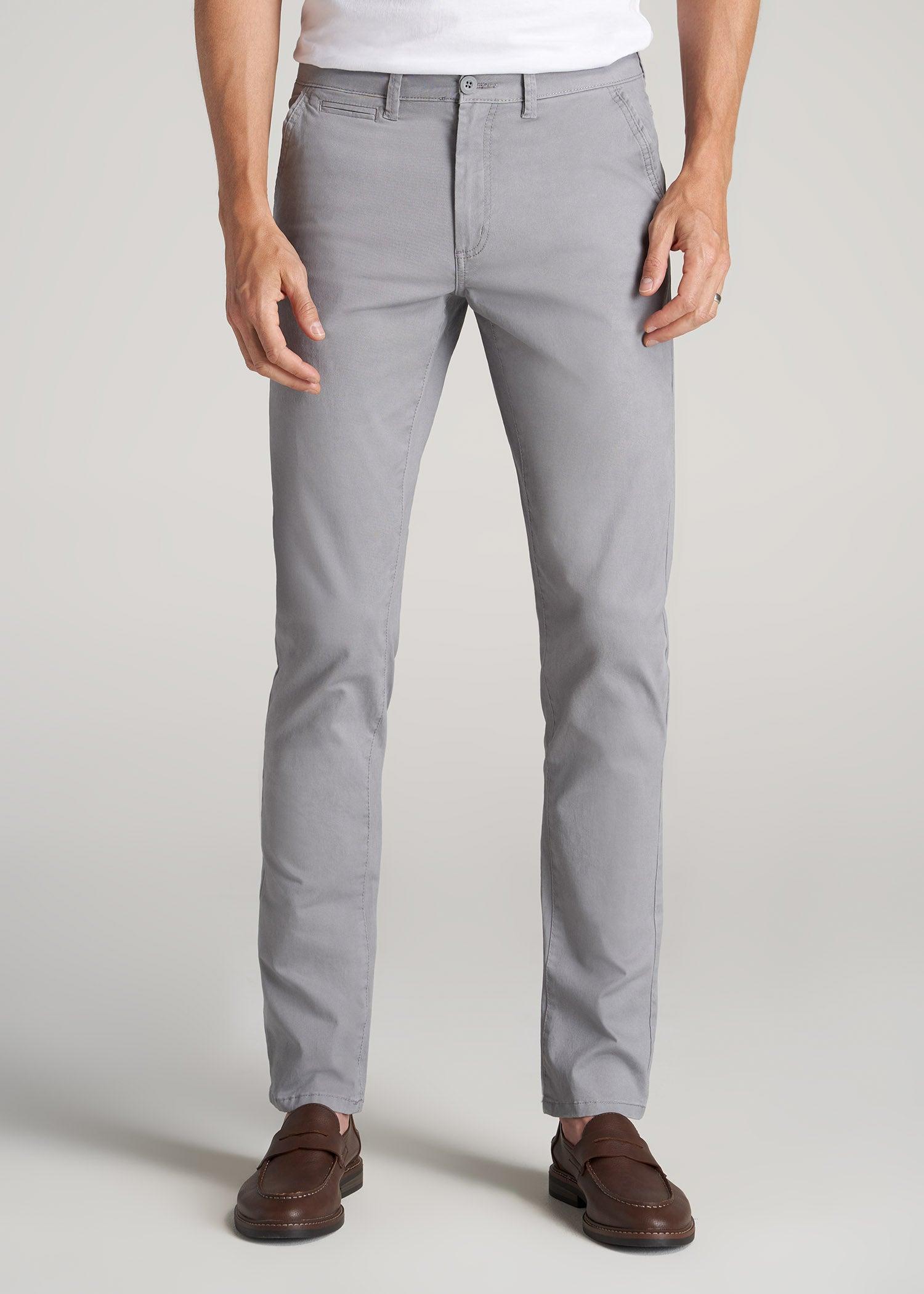 Carman TAPERED Chinos in Pebble Grey - Pants for Tall Men Product Image