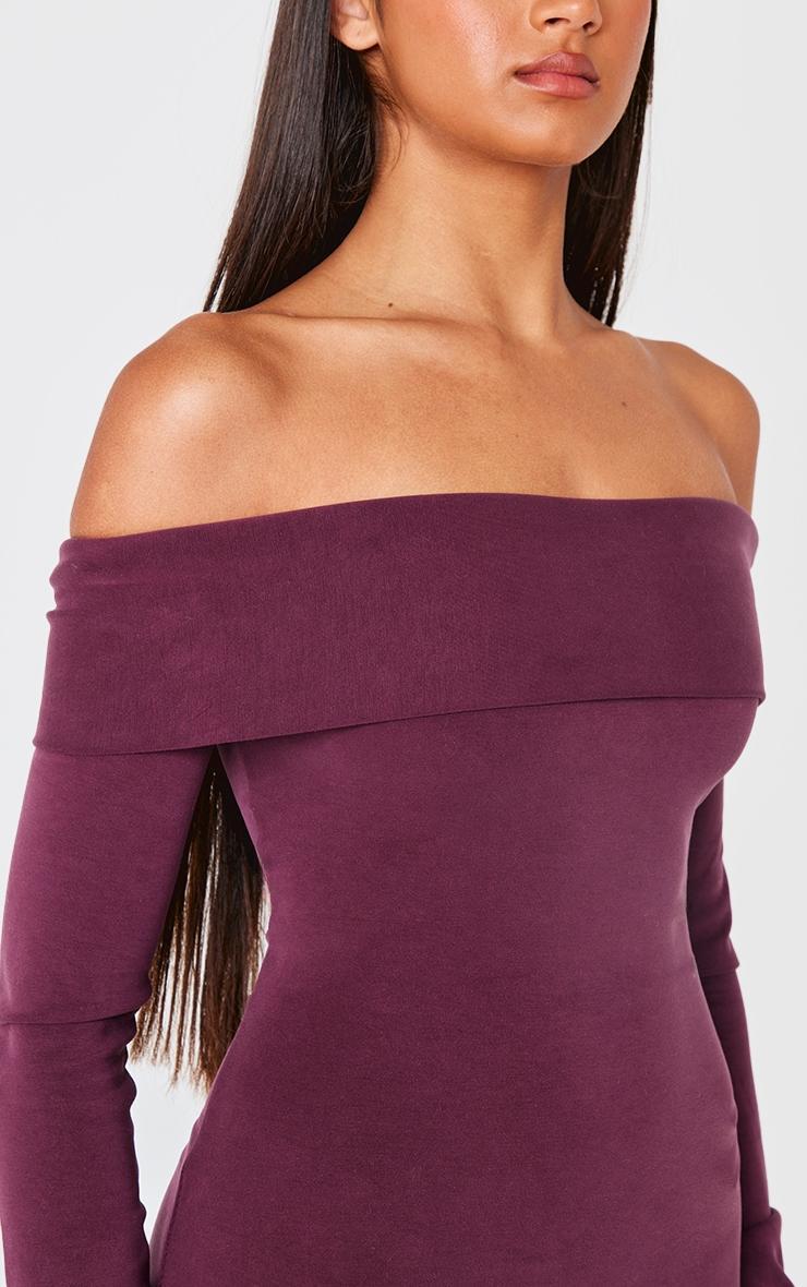  Burgundy Premium Contour Bardot Bodycon Dress Product Image