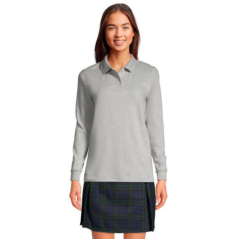 Womens Lands End School Uniform Long Sleeve Interlock Polo Shirt Product Image