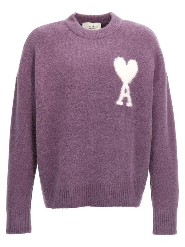 AMI ALEXANDRE MATTIUSSI Adc Alpaca Blend Crewneck Sweater In Lilac Product Image