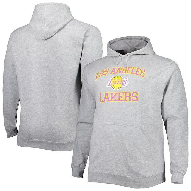 Mens Heathered Gray Los Angeles Lakers Big & Tall Heart & Soul Pullover Hoodie Product Image