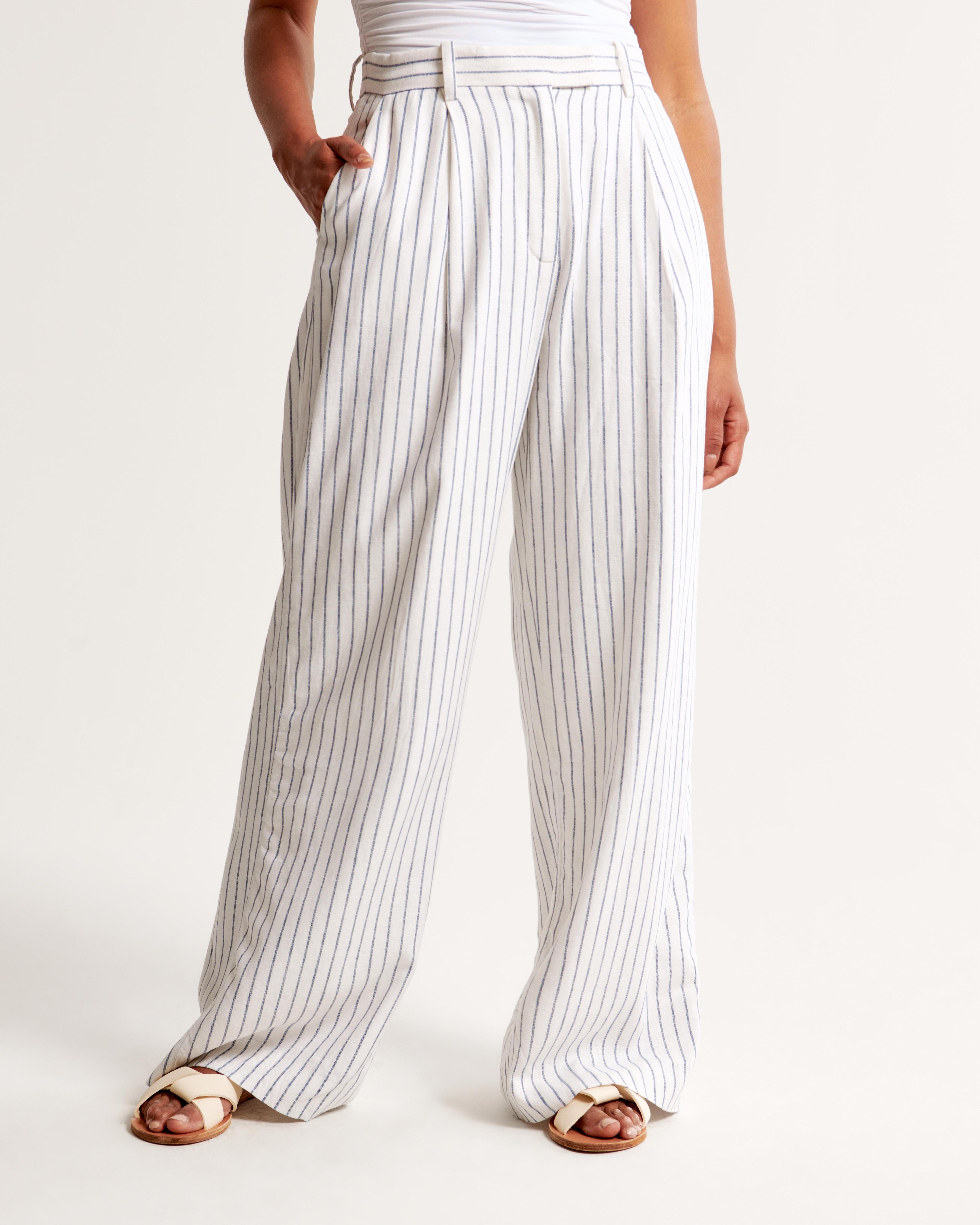 Curve Love A&F Harper Tailored Linen-Blend Pant Product Image