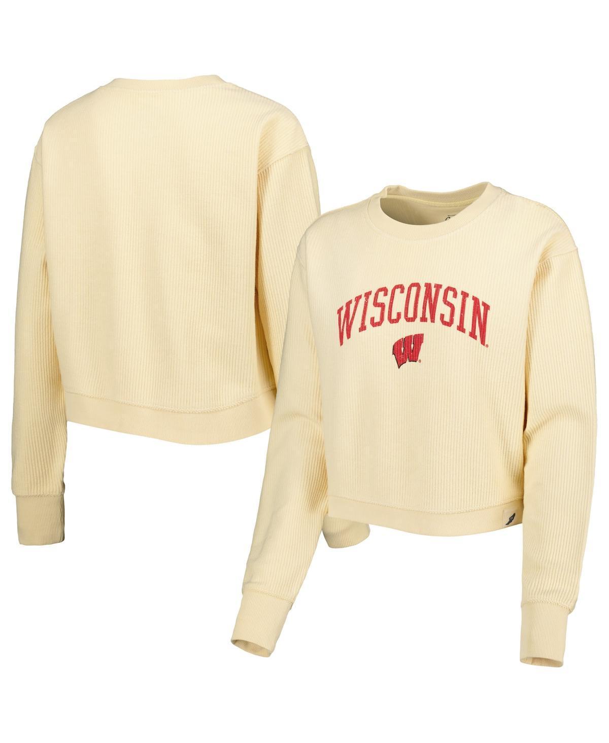 Womens League Collegiate Wear Cream Wisconsin Badgers Classic Campus Corded Timber Sweatshirt product image