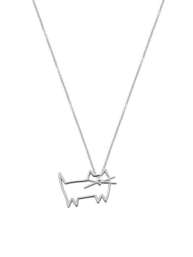 Womens Pura Silvertone Cat Pendant Necklace Product Image