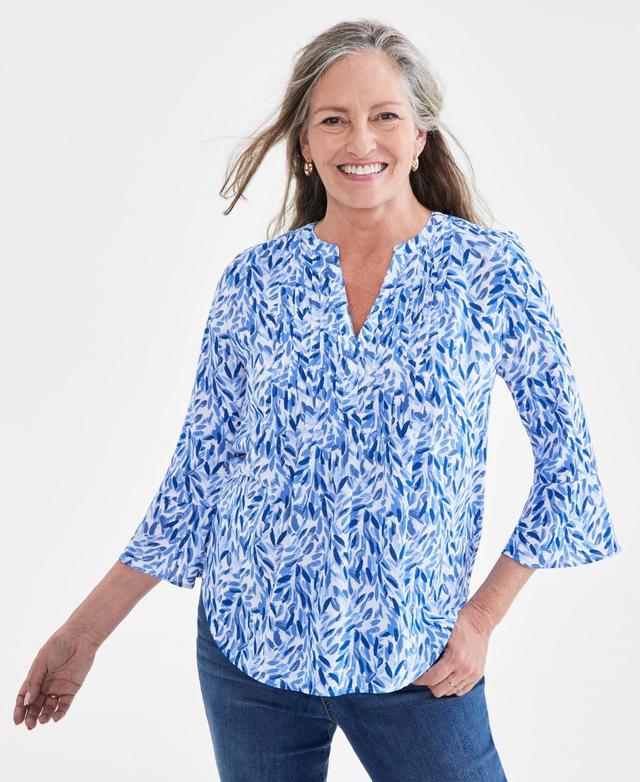 Style & Co Womens Printed Pintuck Ruffle Sleeve Top, Regular & Petite, Created for Macys Product Image