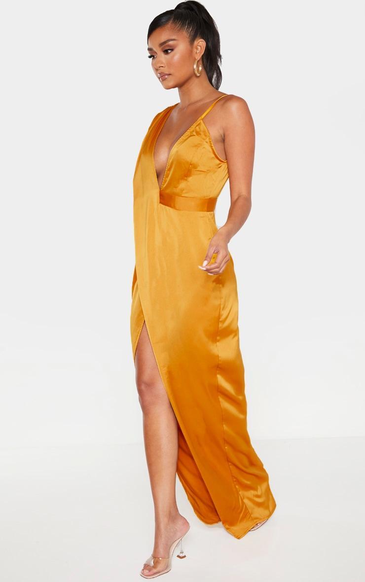 Mustard Asymmetric Drape Detail Maxi Dress Product Image