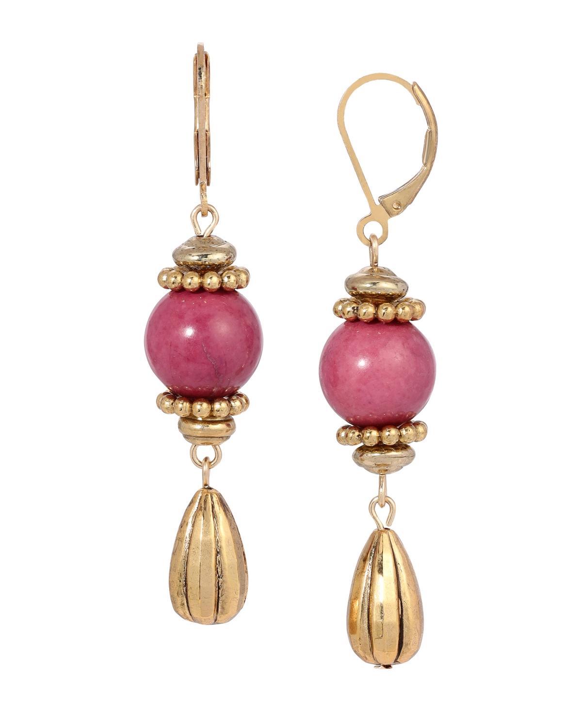 2028 Semi-Precious Fluted Bead Lever Back Earrings Product Image