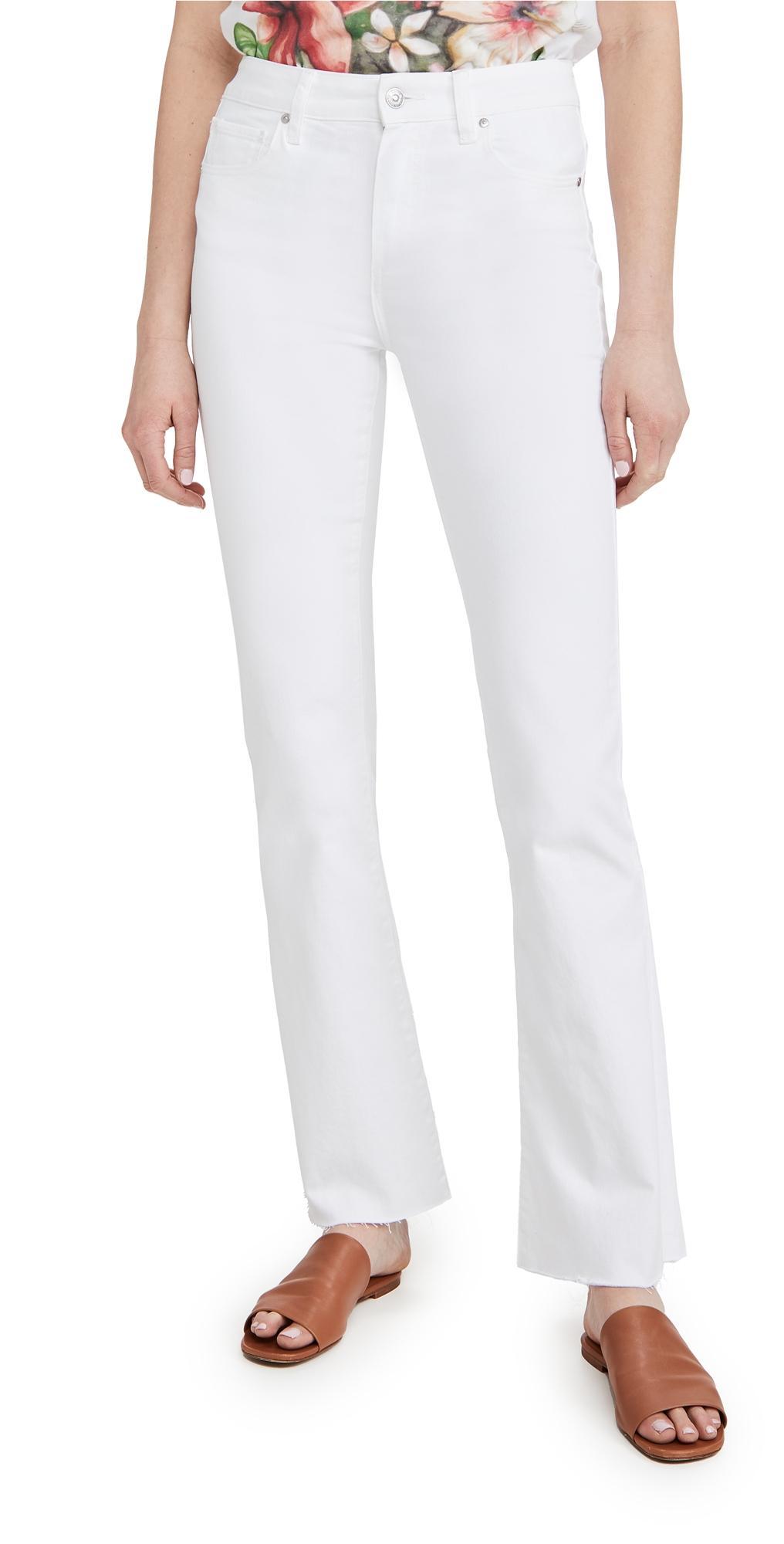 Paige High-Rise Laurel Canyon 32 w/ Raw Hem in Crisp White (Crisp White) Women's Jeans Product Image