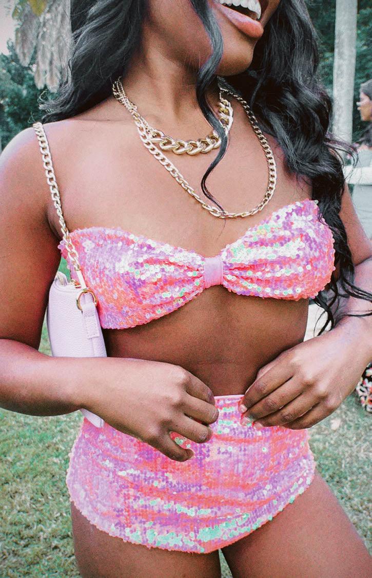 Nyra Pink Sequin Strapless Bralette Top Product Image