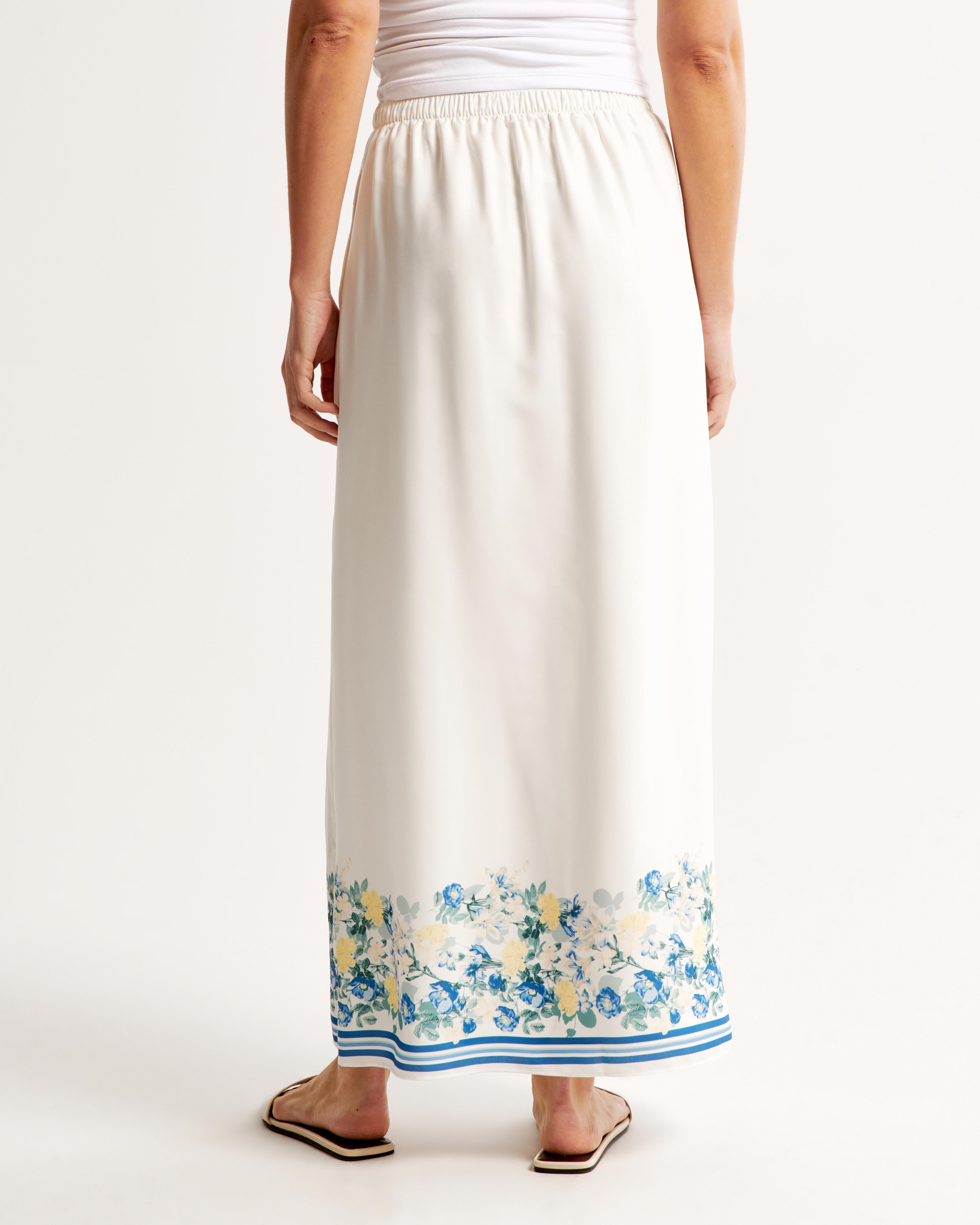 Faux Silk Maxi Skirt Product Image