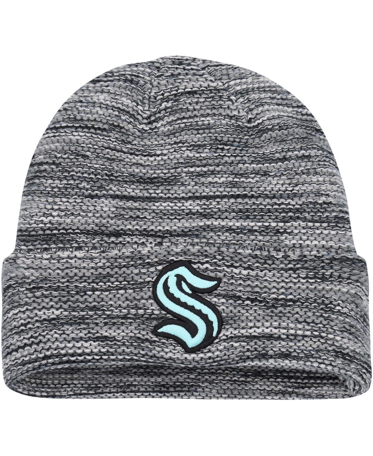 Mens adidas Black/White Seattle Kraken Marled Cuffed Knit Hat Product Image