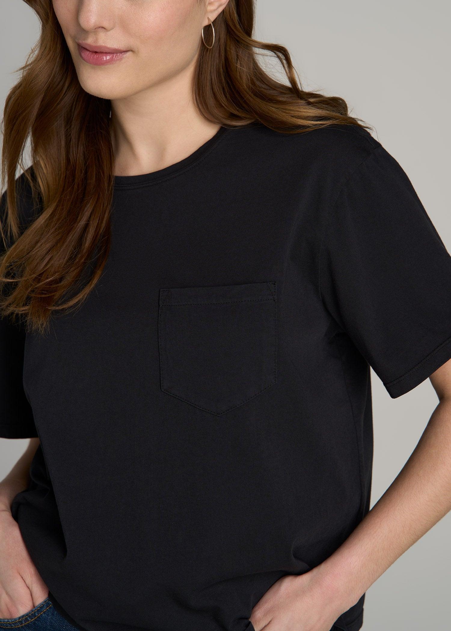 Boxy Short Sleeve T-Shirt for Tall Women in Black Female Product Image