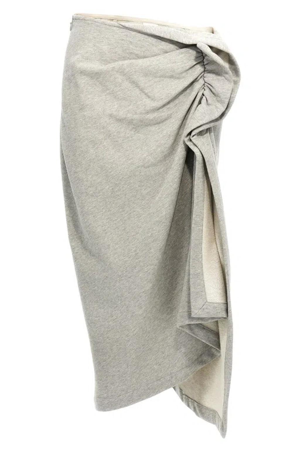 DRIES VAN NOTEN Draped Midi Skirt Ruched Detail In Gray Product Image