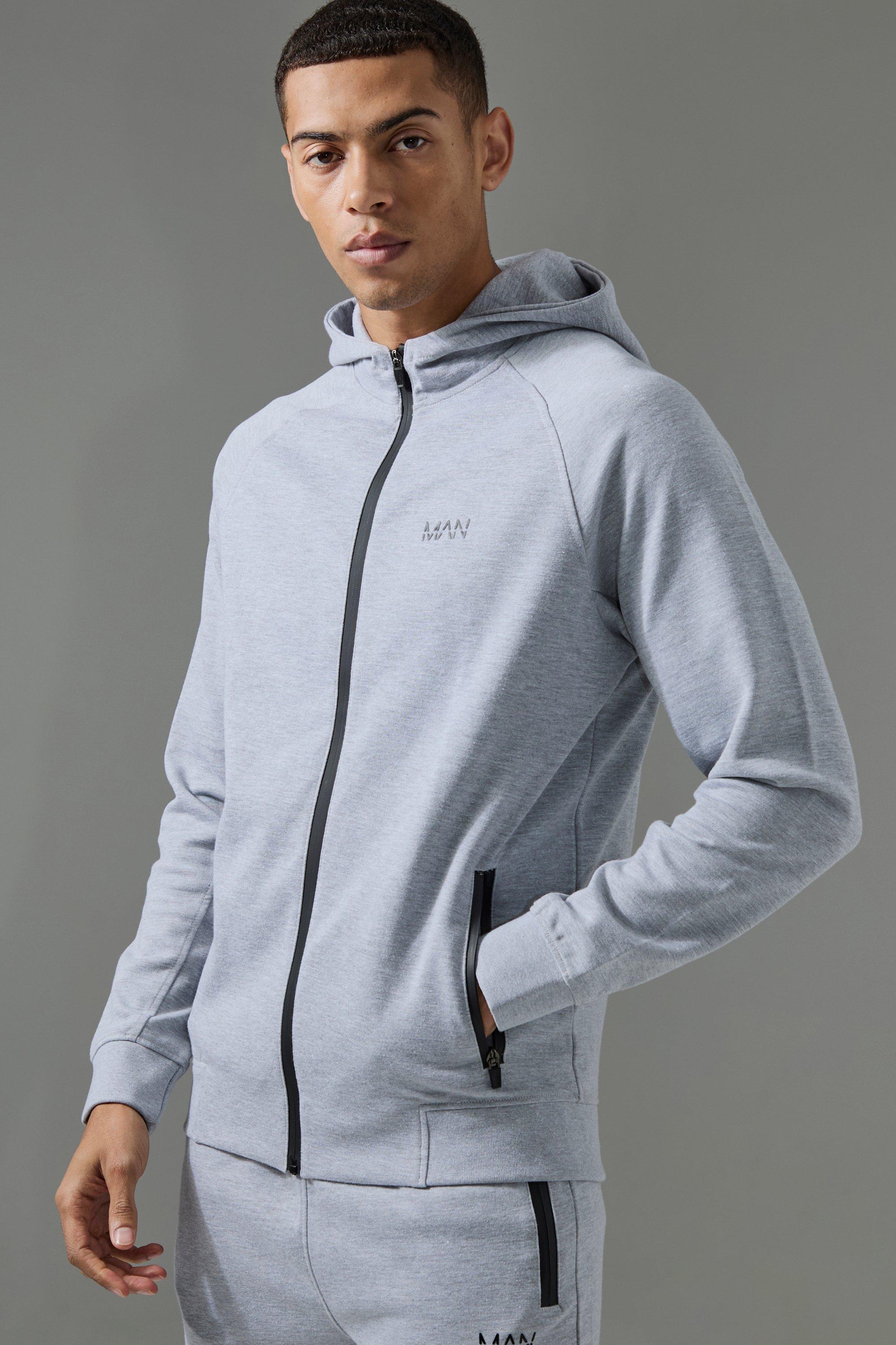 Man Active Pro Fleece Reg Fit Zip Through Hoodie | boohooMAN USA product image