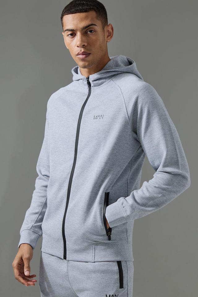 Man Active Pro Fleece Reg Fit Zip Through Hoodie | boohooMAN USA Product Image