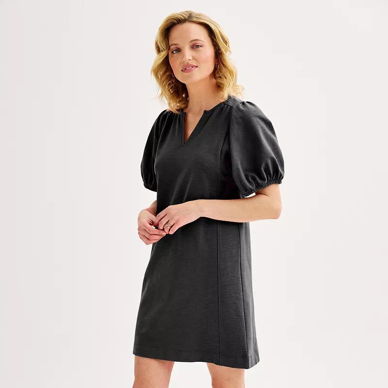 Womens Sonoma Goods For Life Splitneck Puff Sleeve Knit Midi Dress Product Image