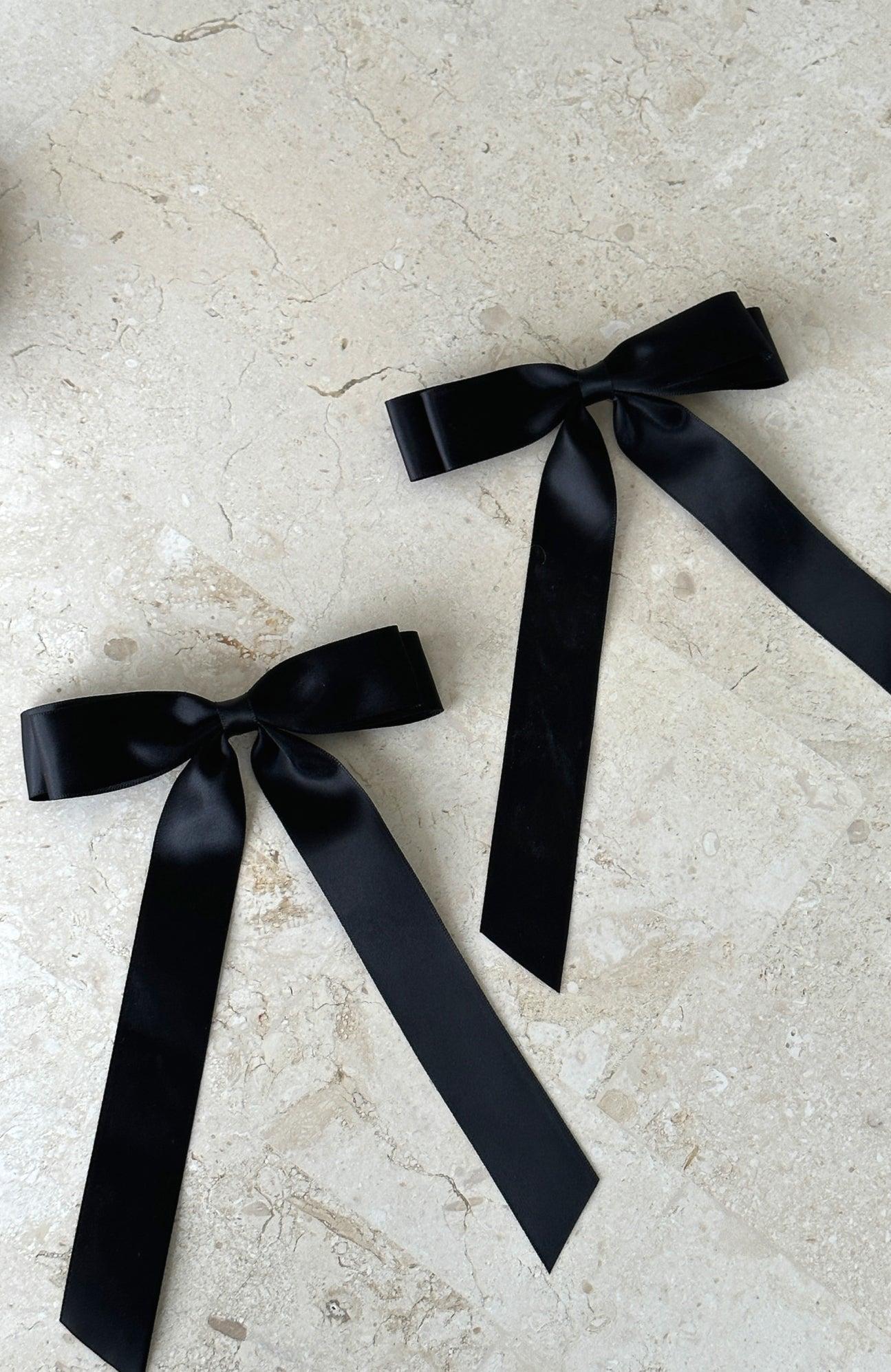 Sweeter Than Honey 2Pk Bow Hairclips Black Product Image