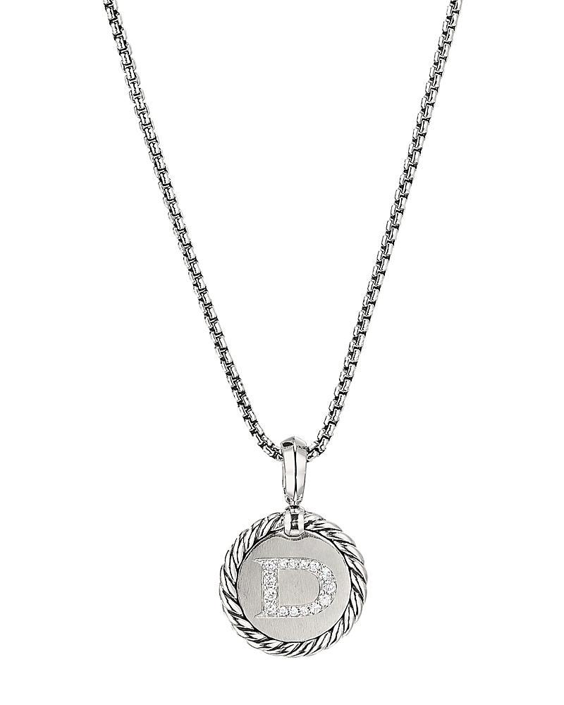 Womens M Initial Charm Necklace in Sterling Silver Product Image