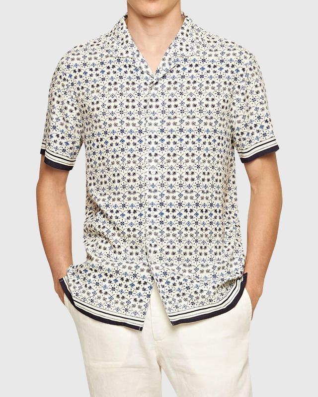 Mens Hibbert Floral Linen & Cotton-Blend Camp Shirt Product Image