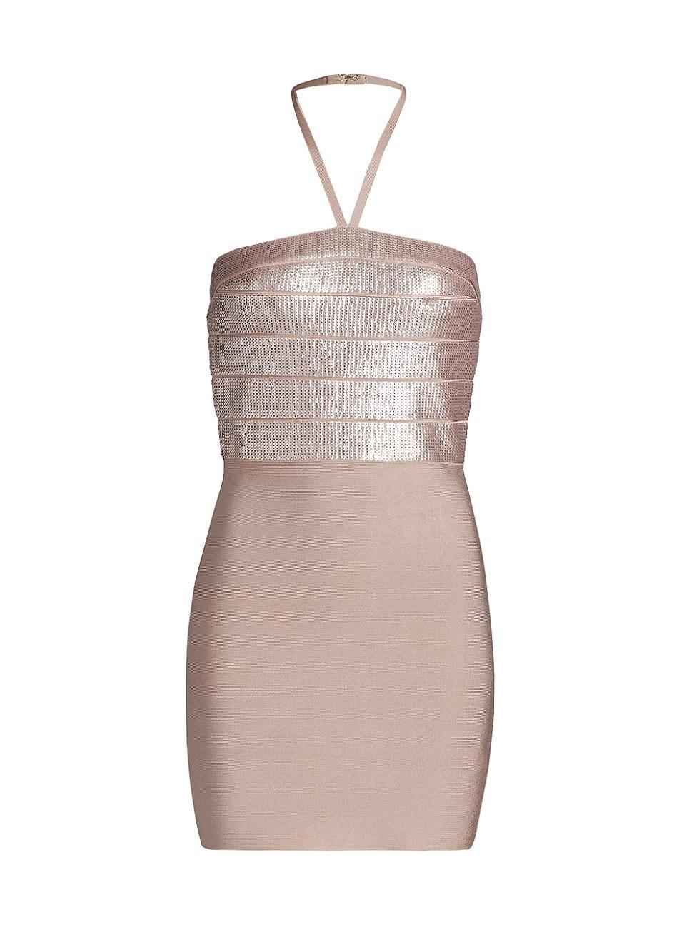 Womens Sequin Halter Minidress Product Image