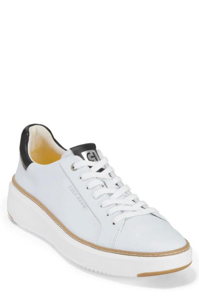 COLE HAAN Mens White Grand Pro Topspin Leather Trainers In Optic White Product Image