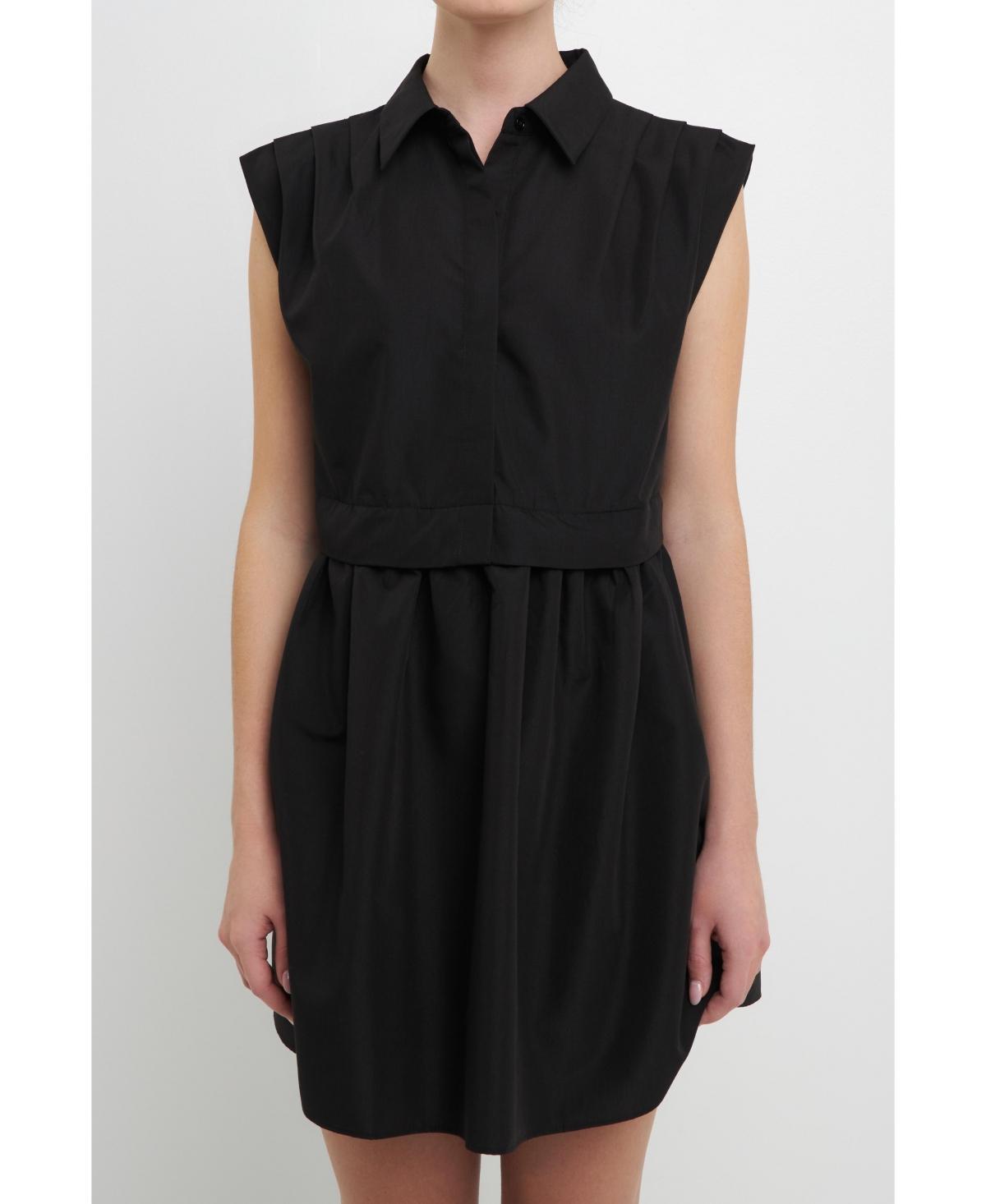 English Factory Womens Pleated Shoulder Shirt Dress Product Image