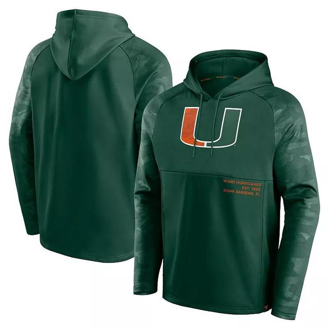 Mens Fanatics Branded Miami Hurricanes Defender Raglan Pullover Hoodie Product Image