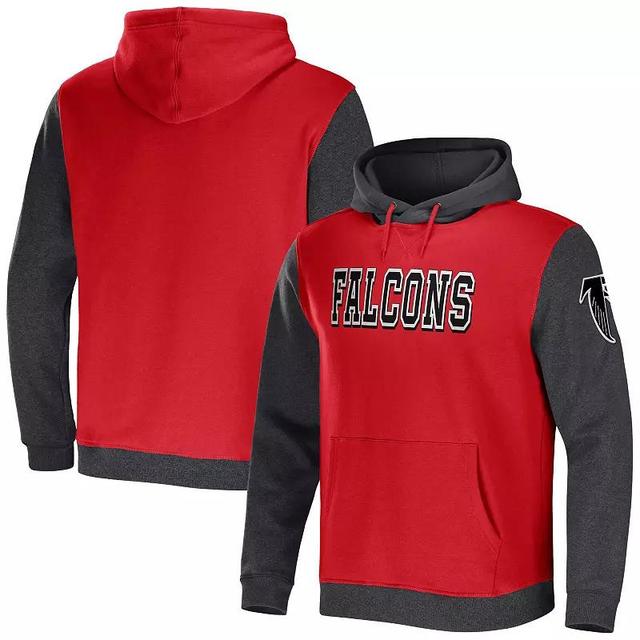 Mens NFL x Darius Rucker Collection by Fanatics Red/Charcoal Atlanta Falcons Colorblock Pullover Hoodie Product Image