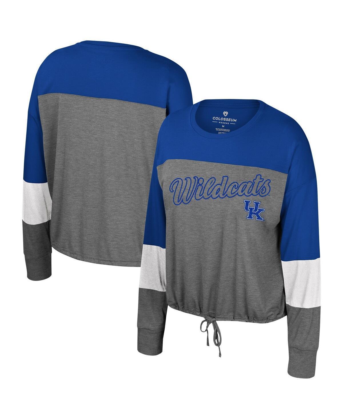 Womens Colosseum Gray Kentucky Wildcats Twinkle Lights Tie Front Long Sleeve T-shirt Product Image